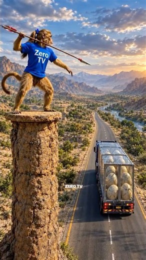 Monkey Hits the Egg Truck 🐒🤯 Part 1 #shorts #monkey #comedyfilms #viral #comedy #shortsfeed