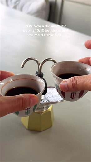 Are the sinis half full or half empty? Either way, I'm going to need to brew a second round. 🙄☕️ #ethiopian_tik_tok #coffee #bialetti #italy #oromotiktok❤️💚❤️ethiopiantiktok