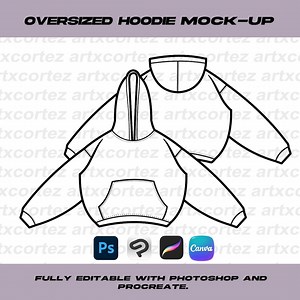 Oversized Hoodie Vector Mock-up | Editable Clothing Design Template/tech Pack for Apparel Brands - Etsy Canada