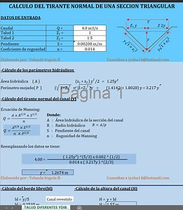 PLANTILLA EXCEL PARA EL CALCULO DEL TIRANTE NORMAL DE UN CANAL TRIANGULAR SEGÚN MANING   VIDEO  - Yolanda Deney | Hotmart
