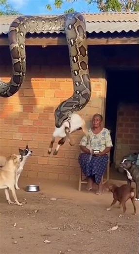Giant Snake Caught a Goat From the Roof — Shocking Real Footage #shortsfeed #viral #snake #shorts