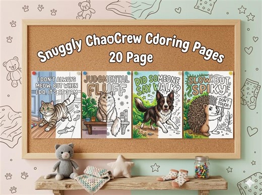 Funny Adult Coloring Pages With Sassy Pet Quotes, 20 Snuggly Chaos Crew Animal Sheets, Cat Mom Dog Dad Gift Idea, Stress Relief PDF, Printab - Etsy
