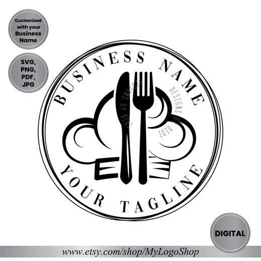 Chef Logo Design SVG Download | Custom Restaurant Logo | Food Business Branding | Digital Files - Etsy UK