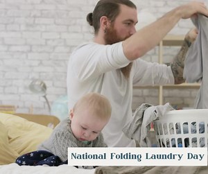 Grab a helper and get that laundry folded! 🧺 #NationalFoldingLaundryDay | Ruby & Quiri