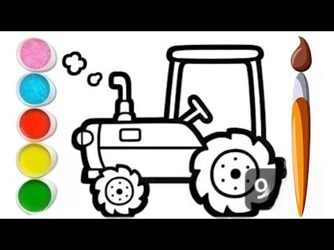 Tractor With Trailer Drawing,painting and coloring for kids,Toddlers|How to draw Tractor#331