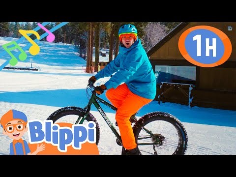 Snowy Bike Song | 1 Hour of Blippi | Educational Songs For Kids