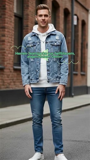 Herren Hellblaue Destroyed Jeansjacke mit klassischem Kragen und Mehrfach - Taschen - Design, modisch und vielseitig, geeignet für den täglichen Gebrauch, lässige Anlässe oder zum Kreieren von Street - Style - Looks (ohne Innenkleidung)