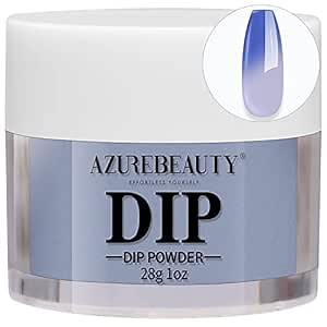 AZUREBEAUTY Color Changing Dip Powder Nail, Blue Temperature Mood Fall Winter Dipping Powder French Acrylic Nail Dip Art Starter Manicure Salon DIY at Home, No Nail Lamp Needed, 1 Oz / 28g