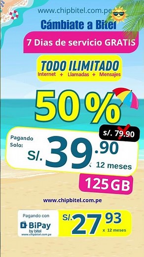 Cámbiate a Bitel y obtén 7 dias de Servicio Gratis.