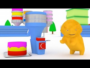 Learn Colors - Dino Makes a Huge BIRTHDAY CAKE - Videos For Kids
