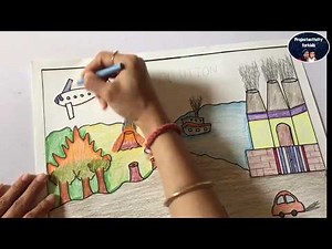How to draw air pollution causes drawing step by step/air pollution poster/ air pollution project