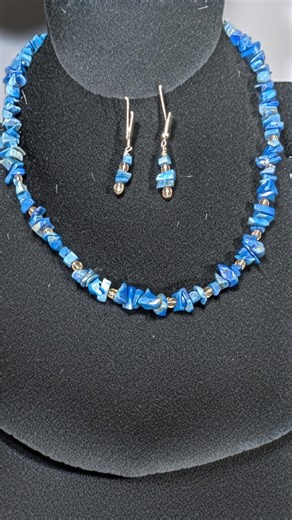 Blue Lapis Lazuli Chip Necklace and Earrings - Etsy
