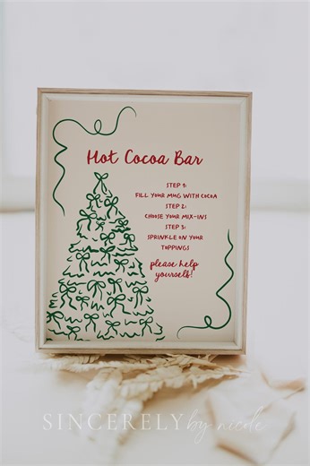 Hand Drawn Hot Cocoa Bar Sign, Holiday Party Sign, Hot Chocolate Station Sign, Hand Drawn Drink Sign, Christmas Party Signage | Carly - Etsy UK