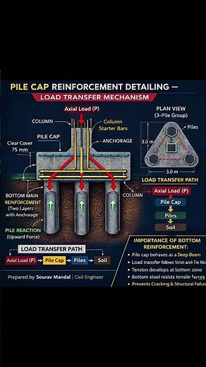 How Load Transfers in Pile Cap | Civil Engineering Basics #civilengineering #construction