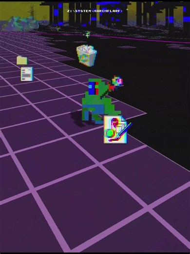 Garth and the Crystal Diskette gameplay - taking out the trash with Garth. Caution, Groids are attra