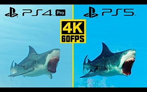 【4K60帧】食人鲨 | PS5 vs PS4 PRO | 画质对比+性能测试（次世代优化游戏）