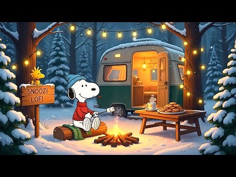 ❄️ Chill Winter Campfire with Snoopy 🔥Cozy Lofi Vibes to Relax ✨ Snoozi Lofi for Work & Study