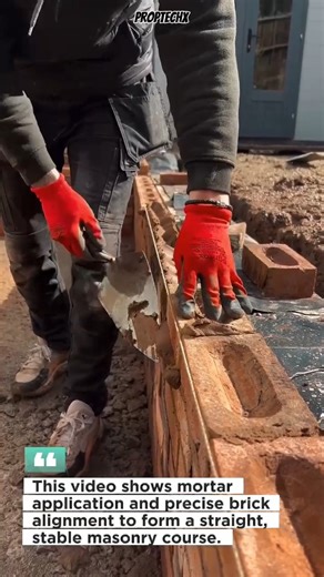 Perfect Bricklaying Technique for Straight Walls #Bricklaying #Masonry #Construction