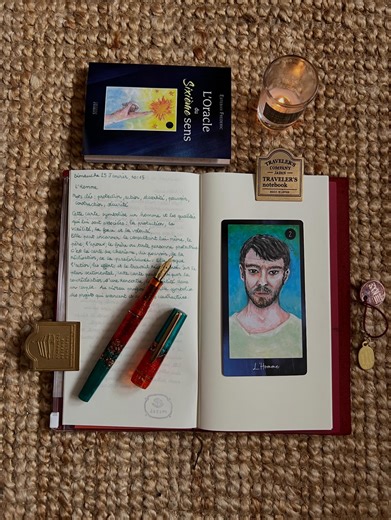 Jessica | My Oracle journal 🤎 🤎 journal @travelers_company ✨oracle cards @estebanfredericoff 🧡fountain pen @benupen #travelersnotebook... | Instagram