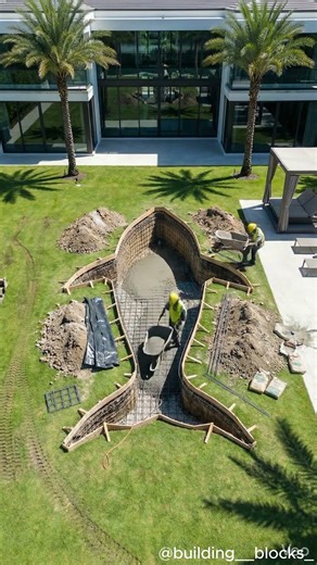 From an normal garden to a beautiful shark pool🏡🦈#shorts #cementwork #construction