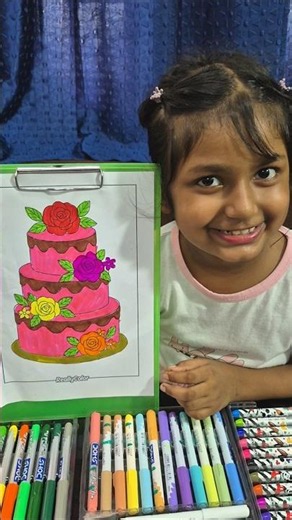 MEHER COLOURING BIRTHDAY CAKE 🎂 #birthdaycake #birthdaycakedrawing #kidsdrawing #meherthecutepie