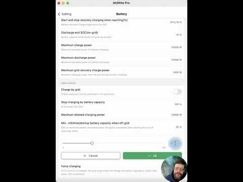 Setting the Battery settings for a closed loop battery for the MidNite AIO inverter with the App.