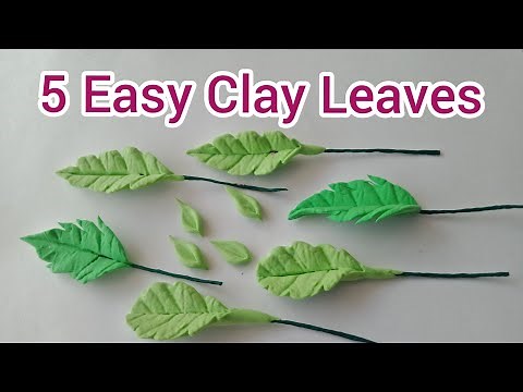 5 easy clay leaves / clay leaf making step by step without cutters/ easy method