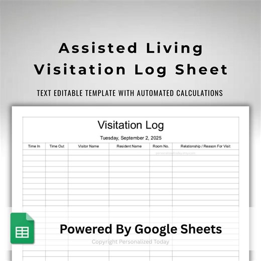 Assisted Living Visitors Sign in and Out Log for Care Home Editable Google Sheets Template - Etsy