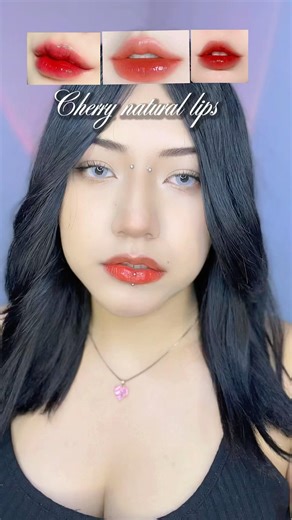 Cherry natural lips 🍒 #tutorial #makeuphacks #liptint #beautytips #lipsticktutorial