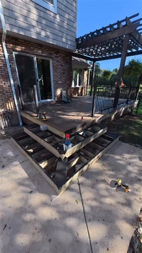12K views · 196 reactions | Just finishing some stairs on the deck project! Lots of time and details but it’s totally worth it when done! #deck #trex #stairs | RR Buildings | Facebook