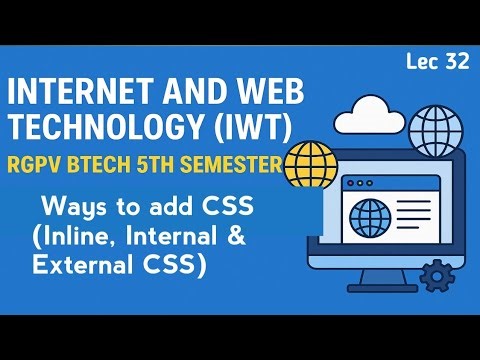 Ways to add CSS (Inline, Internal & External CSS) | Internet and Web Technology | Lec 32