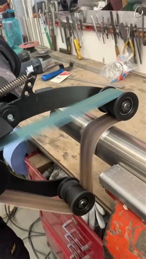 Smooth, controlled weld removal on stainless steel tube using the Varilex 1802 HT grinder with our tube polisher attachment and VSM ZK713 grit 80 belts. #AbconIndustrial #MetalFabrication #StainlessSteelFinishing | Abcon Industrial Products