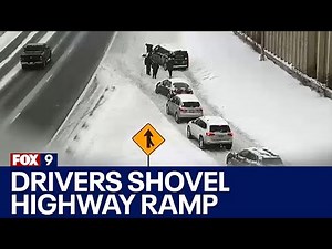 Minnesota drivers hand-shovel Highway 100 to clear traffic jam
