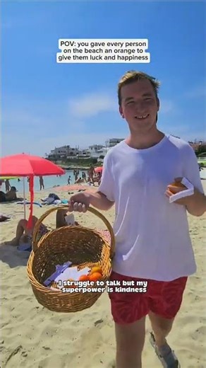 Sebbie spent the day picking local oranges and surprising beachgoers with a sweet gift.