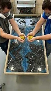 DIY Luxury Epoxy Resin Marble Table Art 💎 #woodworking #asmrsounds
