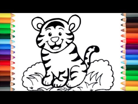 Cute Baby Tiger Drawing | Easy Tiger Drawing for Kids | Step by Step Tiger Drawing