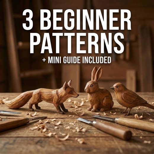 Whittling Patterns PDF | 3 Geometric Animals (bird, Rabbit, Fox) | Beginner Flat Plane Wood Carving Stencils & Guide - Etsy UK