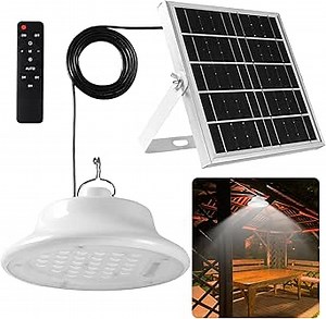 Solar Shed Pendant Light Auto Dusk to Dawn Solar Light Day and Night Indoor and Outdoor with Remote Control for Barn, Garden, Yard, Gazebo,Patio,Tent,Chicken Coop, Cattle Pen, Pigsty(1 lamp)