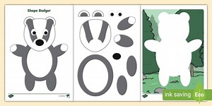 2D Shape Badger Cutting Skills Activity Sheets