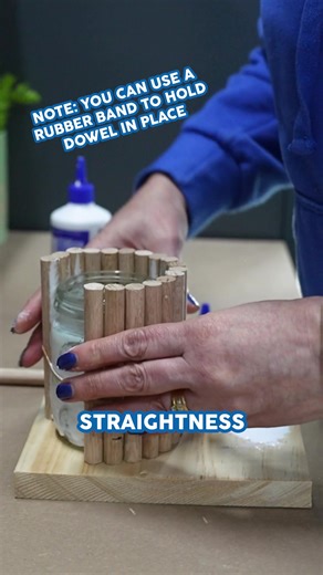 Here's D.I.Mum showing you how to make a wooden vase for your home plants 🌱💐 The things you will need are: 🌱Selleys Aquadhere Quickset Wood Glue 🌱Dowel 🌱Jar #diy #homehacks #vase #plants | Mitre 10