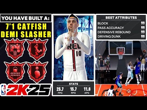 THIS 7'1 CATFISH CENTER BUILD with 99 DRIVING DUNK & 99 BLOCK is a NIGHTMARE in RANDOM REC on 2K25!