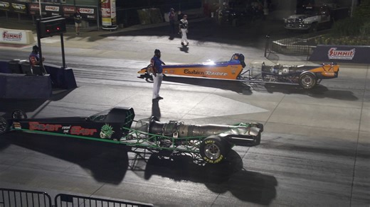 Josh Graham (Eastern Raider Jet Dragster) and Ernie Bogue (Beast from the East Jet Dragster) know how to entertain fans, whether are they are talking to them or traversing down track at top speed. That is exactly what they did last night at the University Hospitals Cavalcade of Stars presented by Budweiser at Summit Motorsports Park, and they will do it again tonight! Due to Sunday's forecast, the event will be run through completion tonight, and it will be capped off with fireworks! For more in