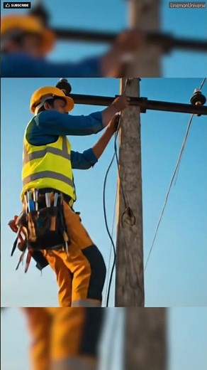 Electrical Lineman Climbing a Utility Pole || #ytshorts #trending #lineman