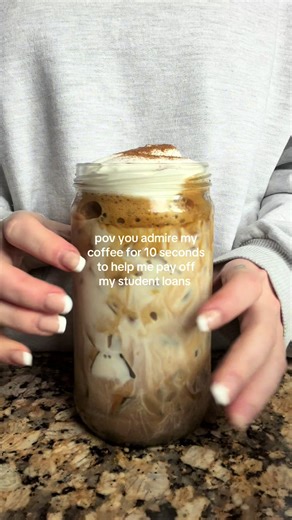 and follow for more perhaps!!! this is literally what gets me up in the morning wow she’s gorgeous. this is your sign to start making coffee at home #coffee #asmr #asmrtapping #coffeeasmr #homemadelatte #glasstapping #studentloans