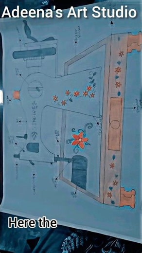 sewing machine drawing with parts name interesting drawing on chart paper #interesting #sewing #art