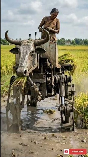 Giant Bull Robot Harvesting Rice Fields 🚜 | AI Agriculture