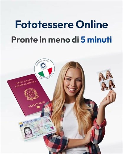 🇮🇹 La tua fototessera pronta in pochi secondi, comodamente da casa