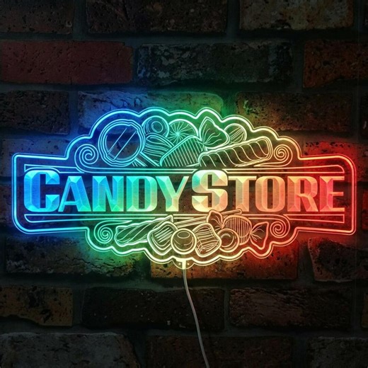 Candy Store LED Neon Sign - Vibrant Rainbow Wall Decor for Sweets Shop, Kids Playroom & Home Decor - Multi-color Acrylic Light Fnd-i0335 - Etsy