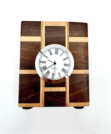 Handcrafted Wood Desk Clock - Segmented Butcher Block Base With Quartz Timepiece - Perfect Man Cave Gift - Special Birthday Gift - Etsy