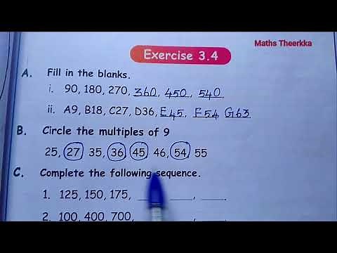 4th std maths term 1 unit 3 | Exercise 3.4